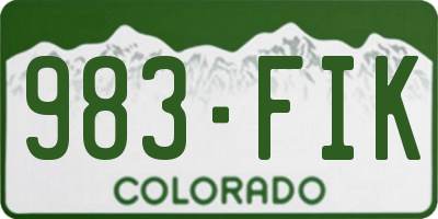 CO license plate 983FIK