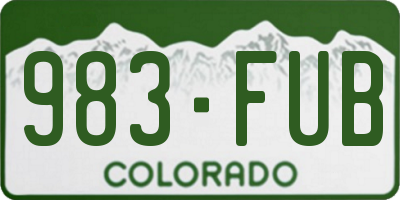 CO license plate 983FUB