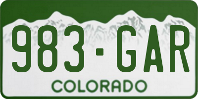 CO license plate 983GAR