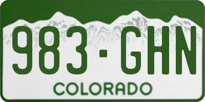 CO license plate 983GHN
