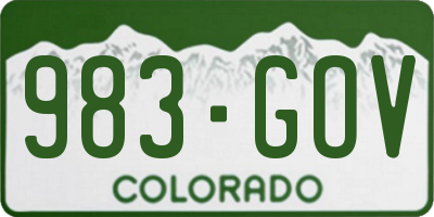 CO license plate 983GOV