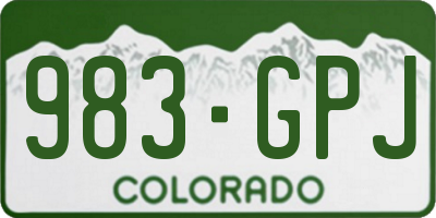 CO license plate 983GPJ