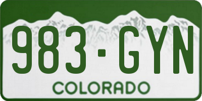 CO license plate 983GYN