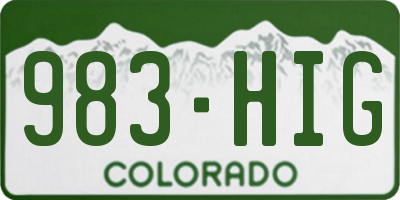 CO license plate 983HIG