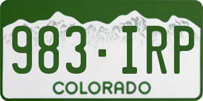 CO license plate 983IRP