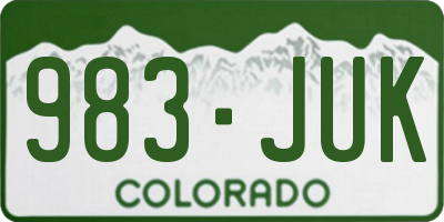 CO license plate 983JUK