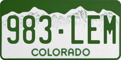 CO license plate 983LEM