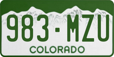 CO license plate 983MZU