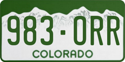 CO license plate 983ORR