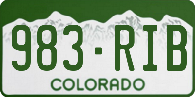 CO license plate 983RIB