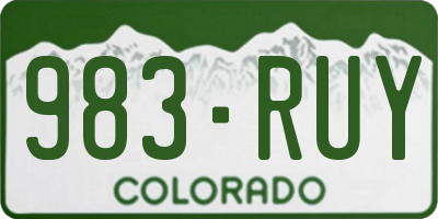 CO license plate 983RUY