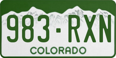 CO license plate 983RXN