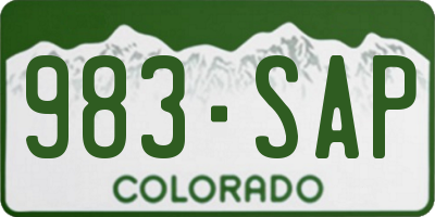 CO license plate 983SAP