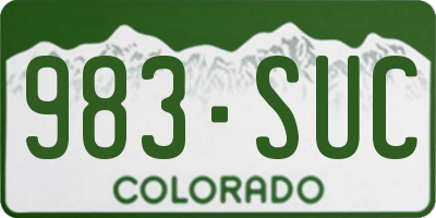 CO license plate 983SUC