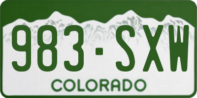 CO license plate 983SXW