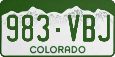CO license plate 983VBJ