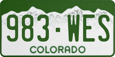 CO license plate 983WES