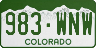 CO license plate 983WNW