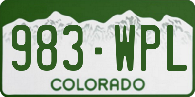 CO license plate 983WPL