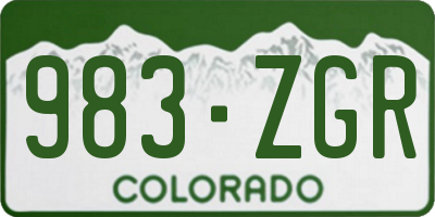 CO license plate 983ZGR