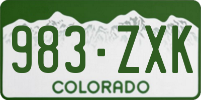 CO license plate 983ZXK