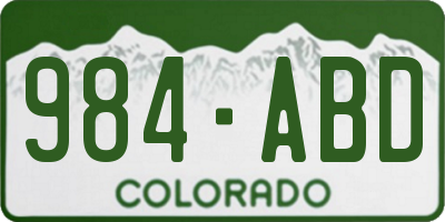 CO license plate 984ABD
