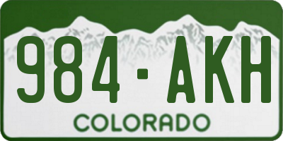 CO license plate 984AKH