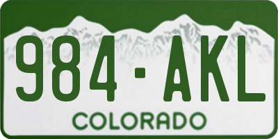 CO license plate 984AKL