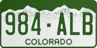 CO license plate 984ALB