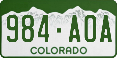CO license plate 984AOA