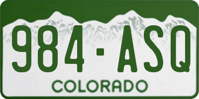CO license plate 984ASQ