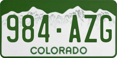 CO license plate 984AZG