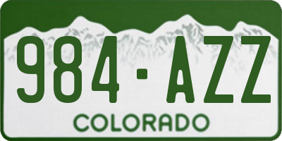 CO license plate 984AZZ