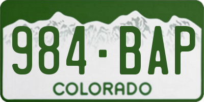 CO license plate 984BAP