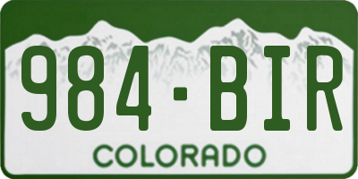 CO license plate 984BIR