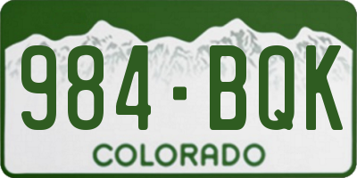 CO license plate 984BQK