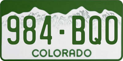 CO license plate 984BQO