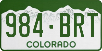 CO license plate 984BRT