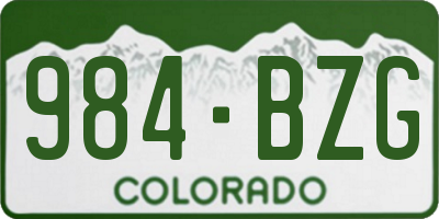CO license plate 984BZG