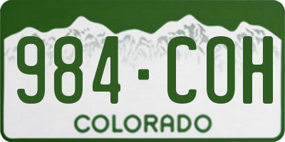 CO license plate 984COH