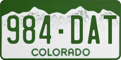 CO license plate 984DAT
