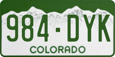 CO license plate 984DYK