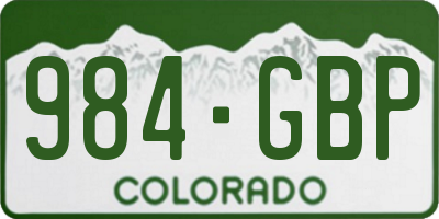 CO license plate 984GBP