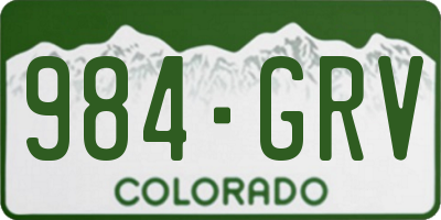 CO license plate 984GRV