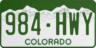CO license plate 984HWY