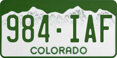 CO license plate 984IAF