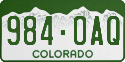 CO license plate 984OAQ