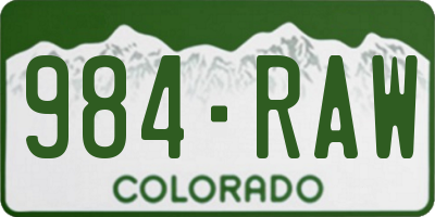 CO license plate 984RAW