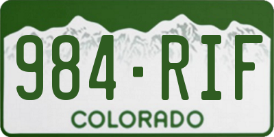 CO license plate 984RIF