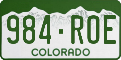 CO license plate 984ROE